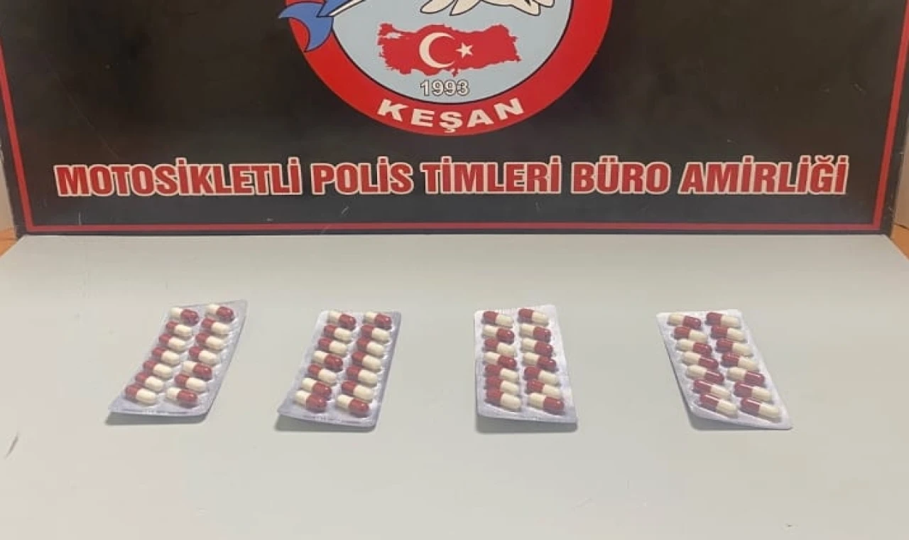 Keşan’da 56 adet sentetik ecza ele geçirildi