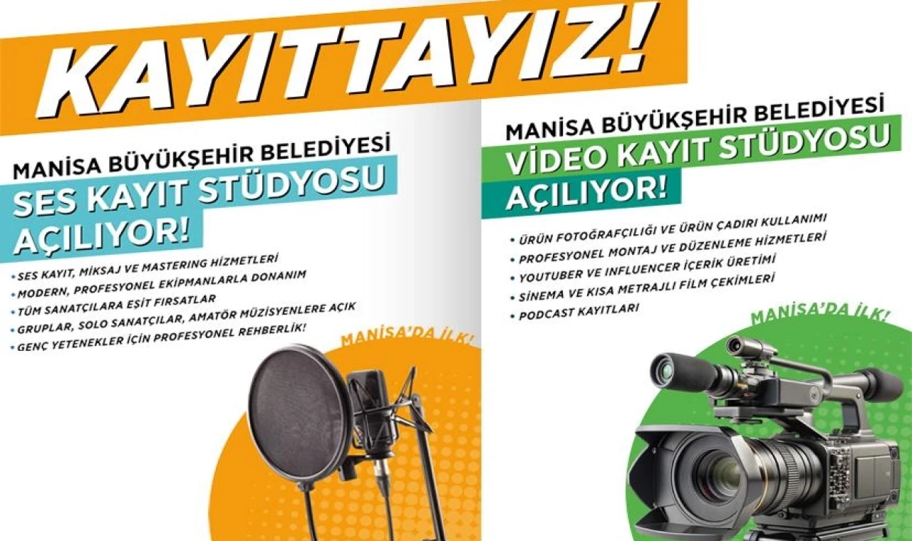 Manisa’dan ücretsiz video ve ses kayıt stüdyosu desteği